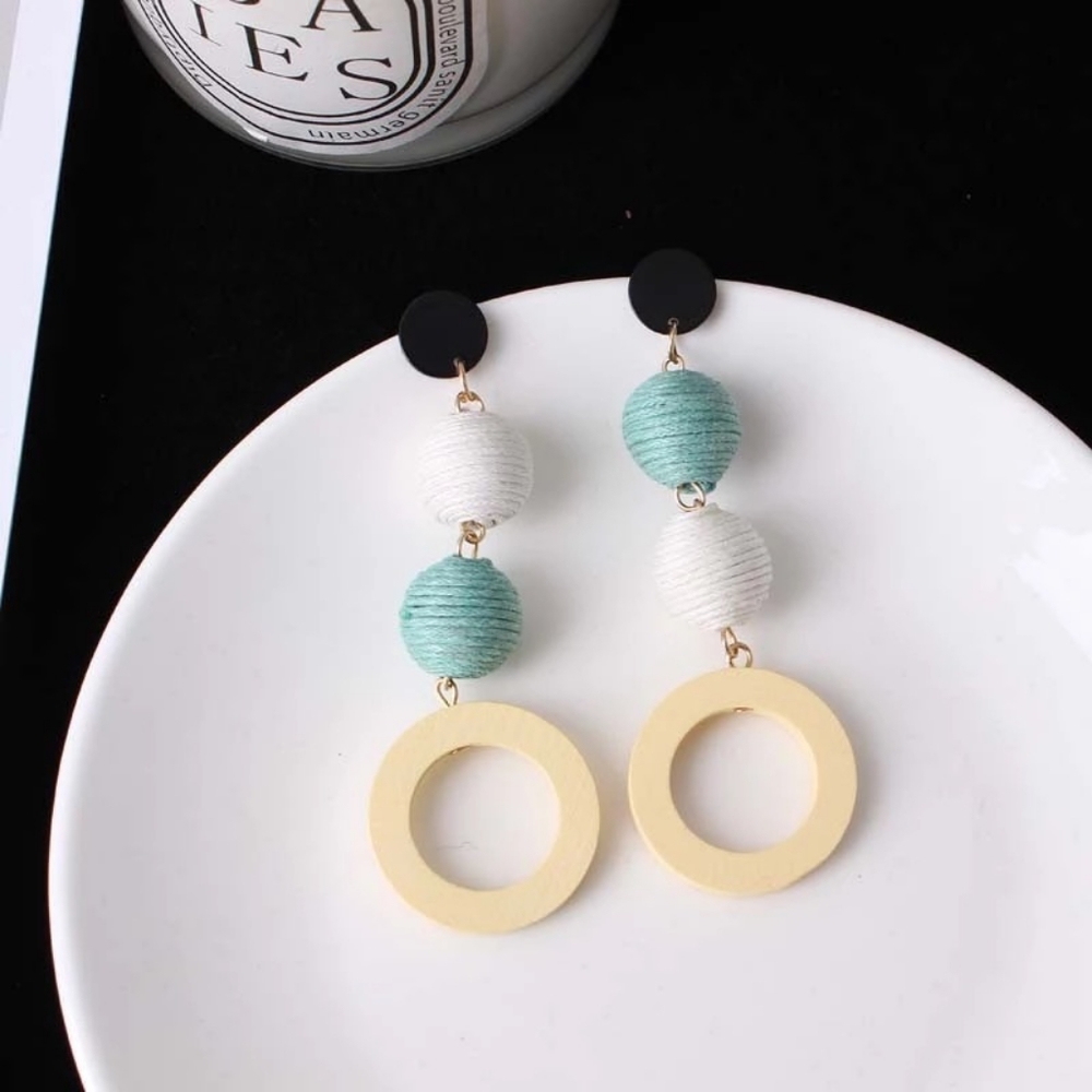 !! 5 FOR $25 !! Vintage Linen and Wood Earrings